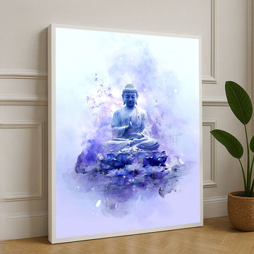 Serene Blue Buddha Meditation Canvas Wall Art Impression