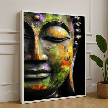 Buddha Serenity In Vibrant Colors Canvas Wall Art