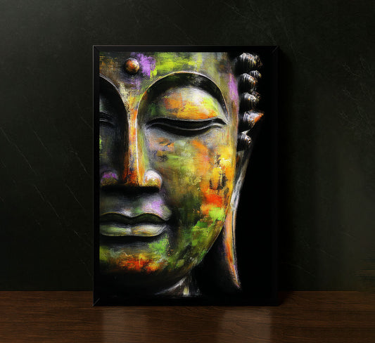 Buddha Serenity In Vibrant Colors Canvas Wall Art