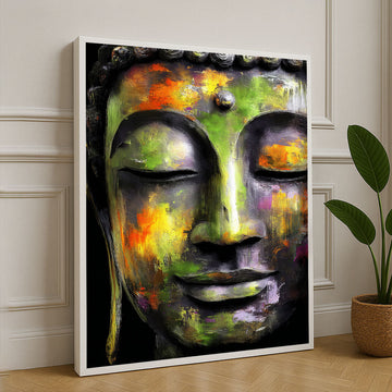 Vibrant Buddha Serenity Abstract Canvas Wall Art