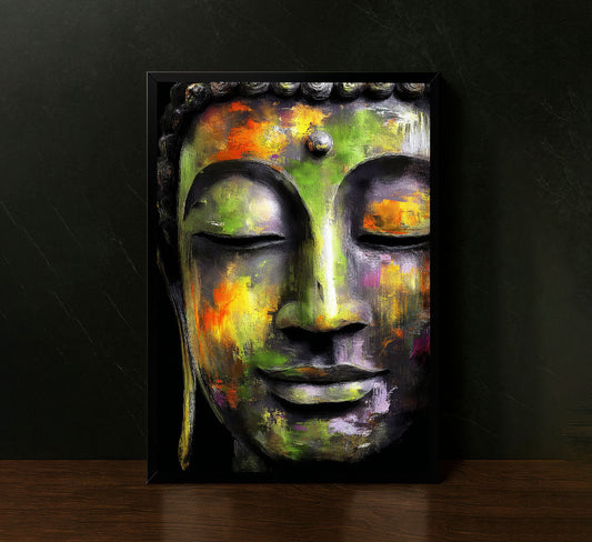 Vibrant Buddha Serenity Abstract Canvas Wall Art