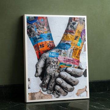 Captivating Collage Hands In Unity Canvas Wall Art