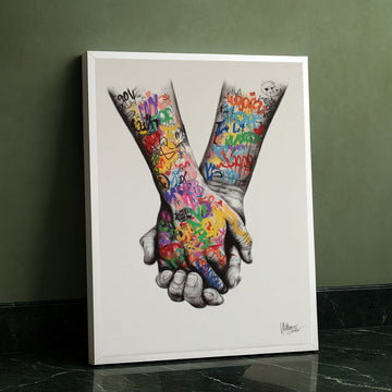 Vibrant Graffiti Hand-holding Couple Canvas Wall Art