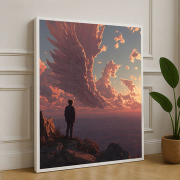 Majestic Angelic Wings At Sunset Canvas Wall Art