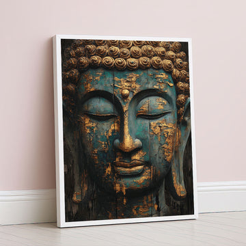 Mystical Buddha With Gold Patina Canvas Wall Art