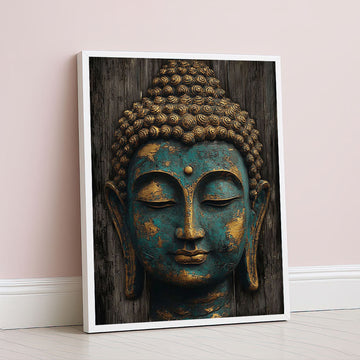 Majestic Buddha With Gold Patina Canvas Wall Art