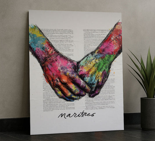 Vibrant Multicolored Hands Holding Canvas Wall Art