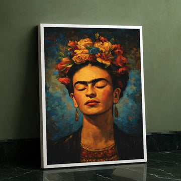 Vibrant Woman With Floral Crown Canvas Wall Art