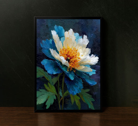 Vibrant Blue And White Floral Impressionist Canvas Wall Art