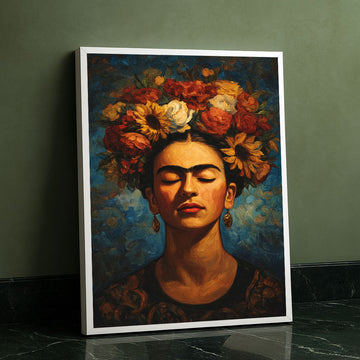 Enchanting Woman With Floral Crown Canvas Wall Art
