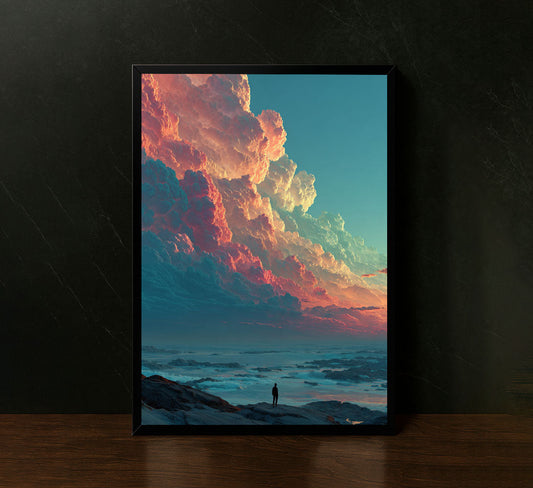 Dreamy Sunset Clouds Over Ocean Canvas Wall Art