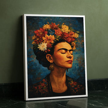 Vibrant Woman With Floral Crown Canvas Wall Art