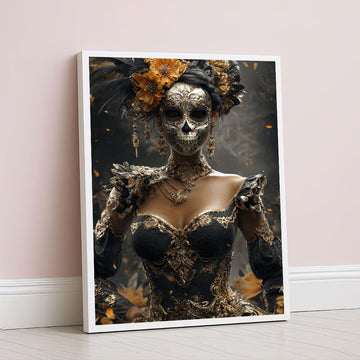 Captivating Day Of The Dead Woman In Ornate Costume Canvas Wall Art