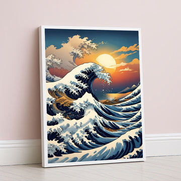 Majestic Ocean Wave Sunset Canvas Wall Art