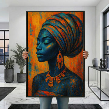 Bold African Woman Portrait Canvas Wall Art Print | Modern Living Room Decor | Statement Piece
