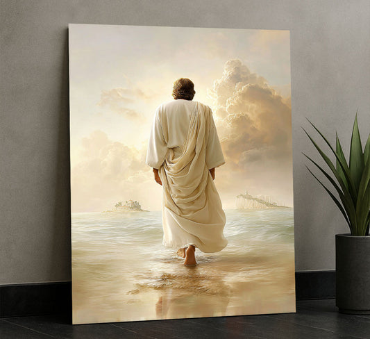Mystical Jesus Walking On Water Scene Canvas Wall Art