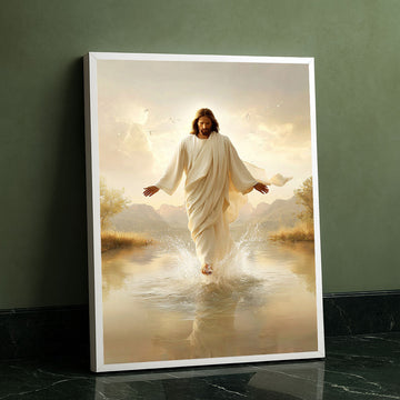 Mystical Jesus Walking On Water Canvas Wall Art