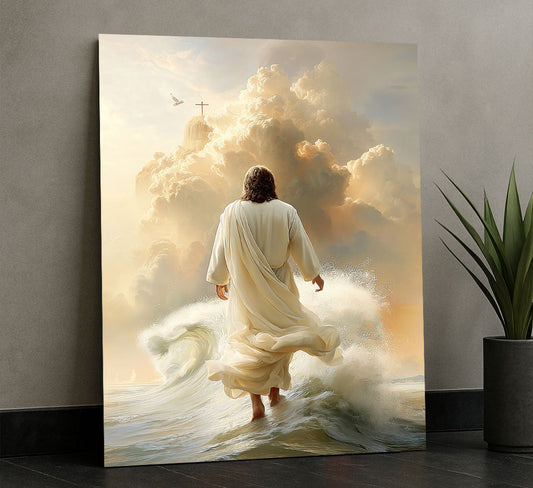 Mystical Jesus Walking On Water Canvas Wall Art