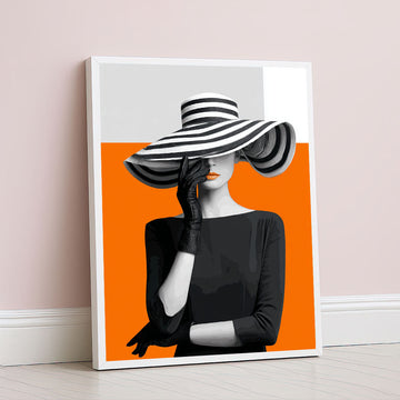Striking Black And White Woman With Orange Canvas Wall Art