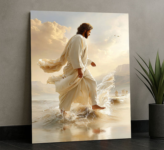 Majestic Jesus Walking On Water Canvas Wall Art