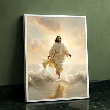 Mystical Jesus Walking On Water Canvas Wall Art