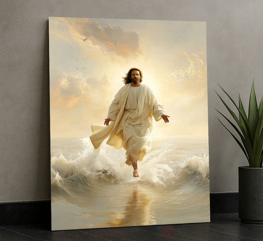 Mystical Jesus Walking On Water Canvas Wall Art