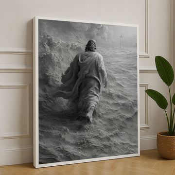 Stormy Sea Journey Monochrome Canvas Wall Art