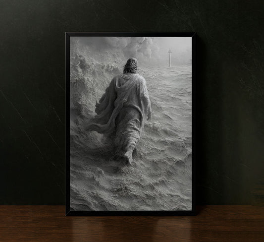 Stormy Sea Journey Monochrome Canvas Wall Art