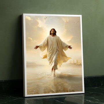Mystical Jesus Walking On Water Canvas Wall Art