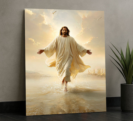 Mystical Jesus Walking On Water Canvas Wall Art