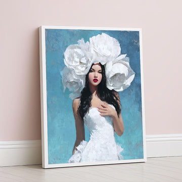 Enchanting Woman With Floral Headpiece Canvas Wall Art