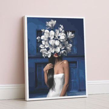 Captivating Woman With Floral Headpiece Canvas Wall Art