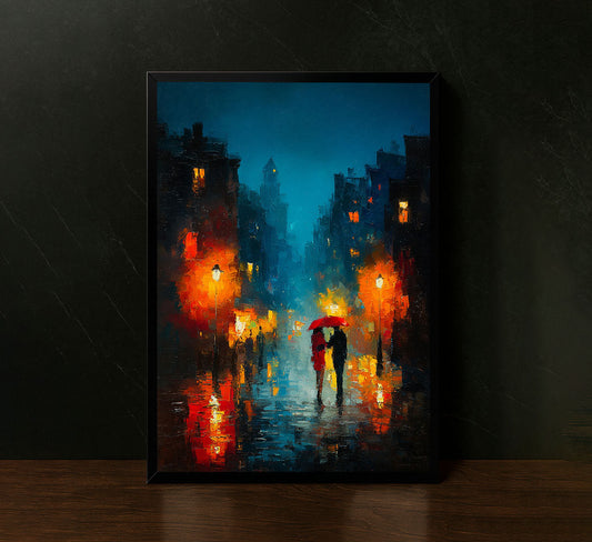 Romantic Evening Stroll Impressionist Canvas Wall Art
