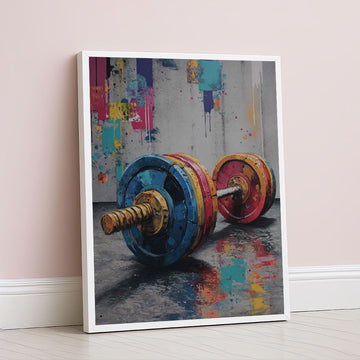 Vibrant Colorful Barbell In Abstract Background Canvas Wall Art