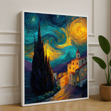 Van Gogh Starry Night Inspired Swirling Canvas Wall Art