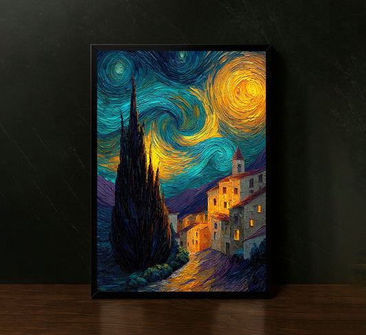 Van Gogh Starry Night Inspired Swirling Canvas Wall Art