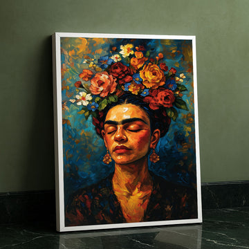 Enchanting Woman With Floral Crown Canvas Wall Art