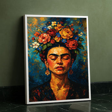 Vibrant Woman With Floral Crown Canvas Wall Art