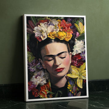Enchanting Woman With Floral Crown Canvas Wall Art