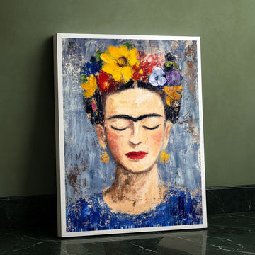 Captivating Woman With Flower Crown Portrait Canvas Wall Art