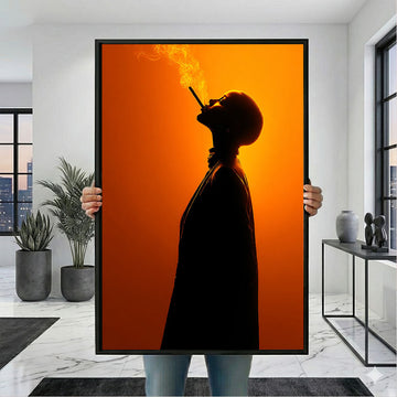 Bold Black Woman Silhouette With Cigar Canvas Wall Art