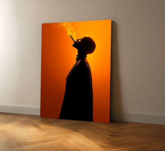 Bold Black Woman Silhouette With Cigar Canvas Wall Art