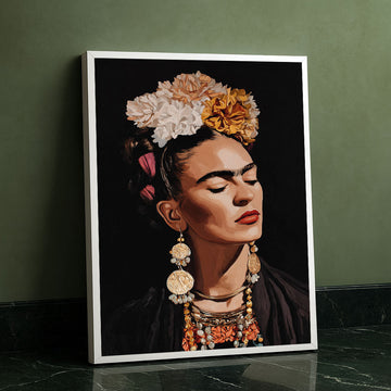 Captivating Woman With Floral Crown Canvas Wall Art