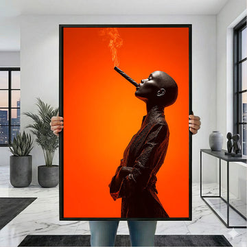 Bold Black Woman Smoking Cigar Canvas Wall Art
