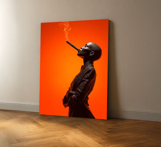 Bold Black Woman Smoking Cigar Canvas Wall Art