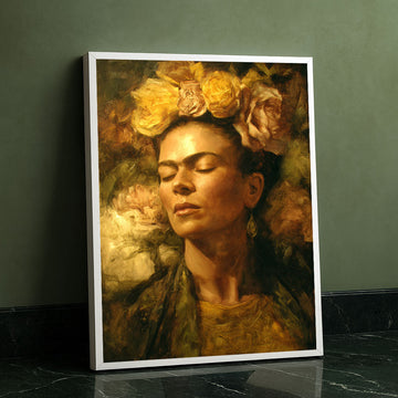 Enchanting Woman With Yellow Roses Canvas Wall Art