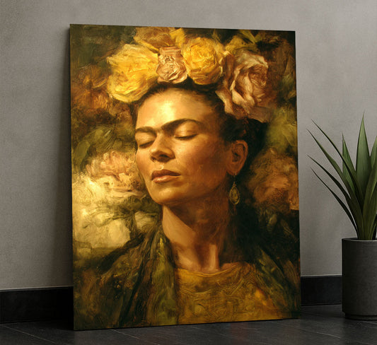 Enchanting Woman With Yellow Roses Canvas Wall Art