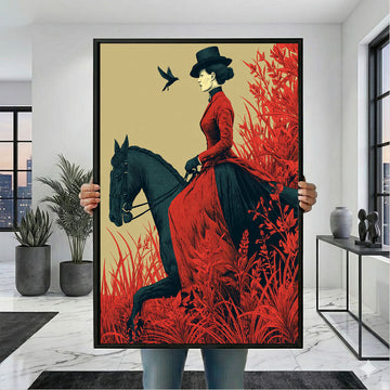 Elegant Victorian Woman Riding Horse Canvas Wall Art