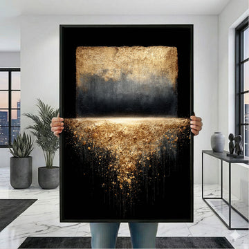 Dramatic Gold And Black Abstract Canvas Wall Art