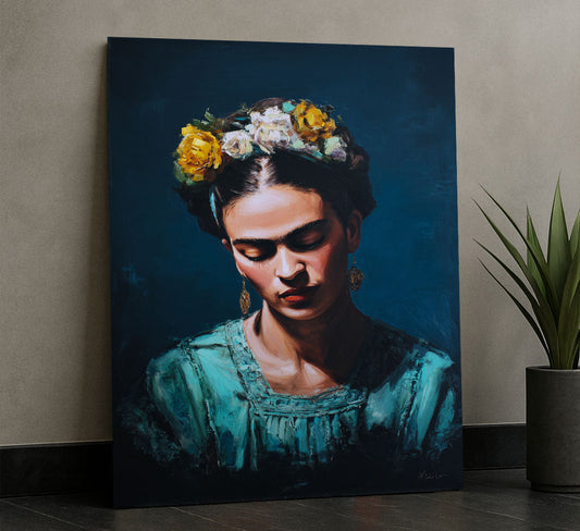 Enchanting Woman With Floral Headpiece Canvas Wall Art